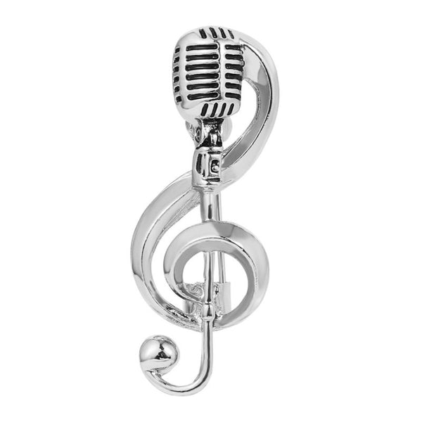 Microphone Musical Note Brooch