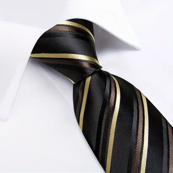 Classic Striped Necktie, Pocket Square and Cufflinks Combo