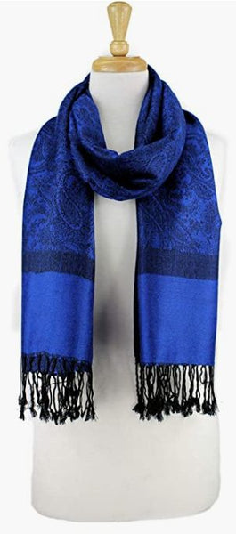 Pashmina (Synthetic) & Silk Blend Paisley Shawl