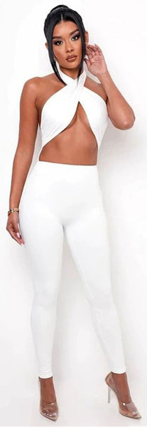 Criss-Cross Straps Halter Top Jumpsuit