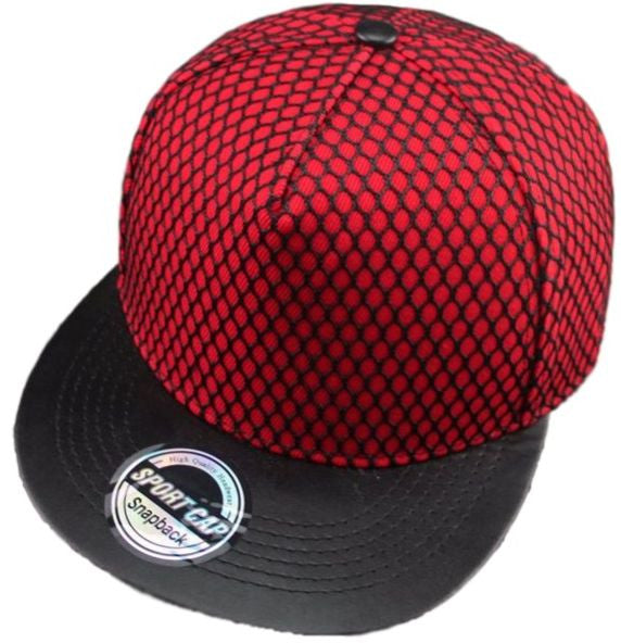 Diamond Pattern Mesh Snapback Cap