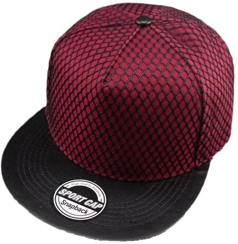 Diamond Pattern Mesh Snapback Cap