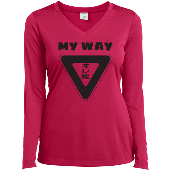 Ladies Long Sleeve Performance Vneck Tee