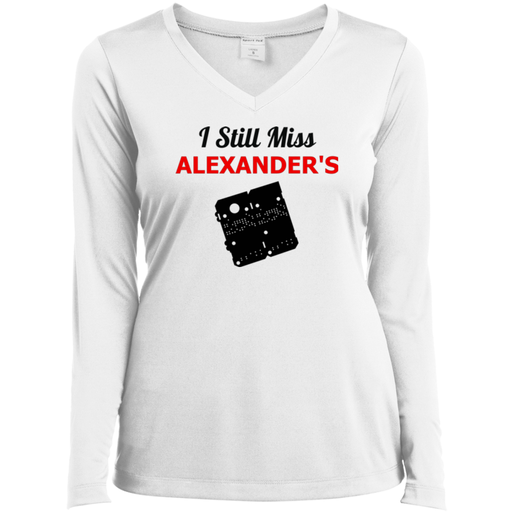 I Still Miss Alexander's Ladies' LS Performance V-Neck T-Shirt 2