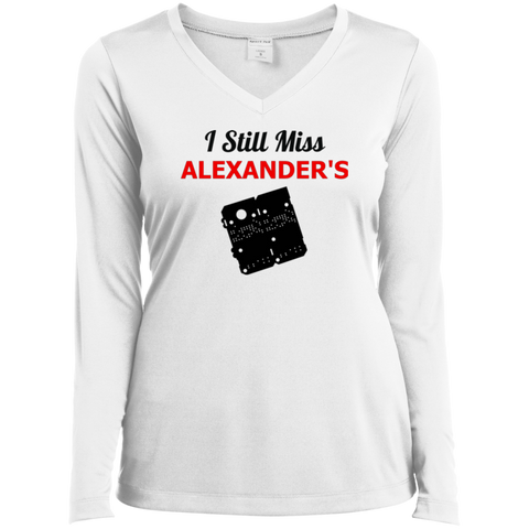 I Still Miss Alexander's Ladies' LS Performance V-Neck T-Shirt 2