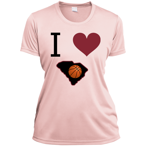 Ladies' Moisture-Wicking I Love SC Basketball Tee