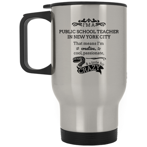 NYC Teacher Silver Stainless Travel Mug