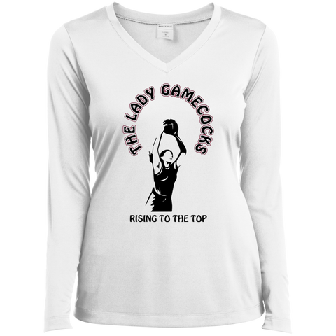 Lady Gamecocks Women's Basketball-Inspired Sport-Tek Ladies' LS Rising To The Top Performance V-Neck T-Shirt