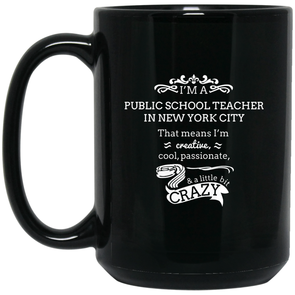 NYC Teacher 15 oz. Black Mug