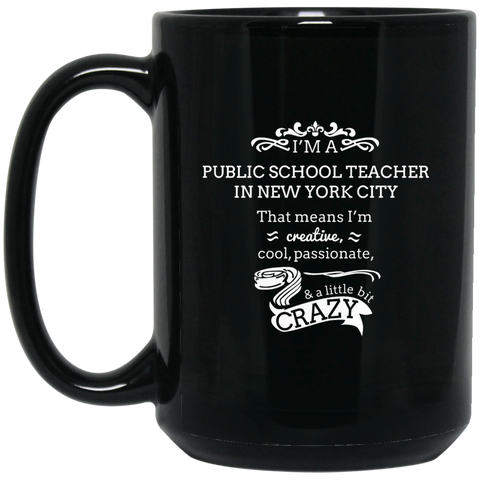 NYC Teacher 15 oz. Black Mug