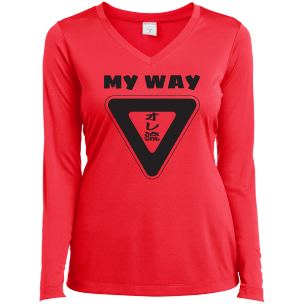 Ladies Long Sleeve Performance Vneck Tee