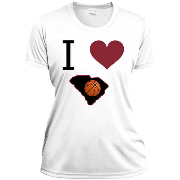 Ladies' Moisture-Wicking I Love SC Basketball Tee