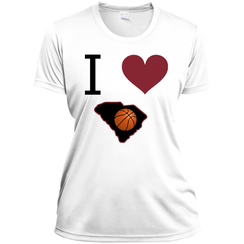 Ladies' Moisture-Wicking I Love SC Basketball Tee