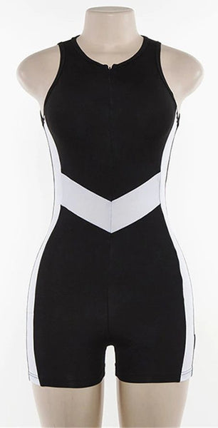 Fitness Romper With Stripe Accents