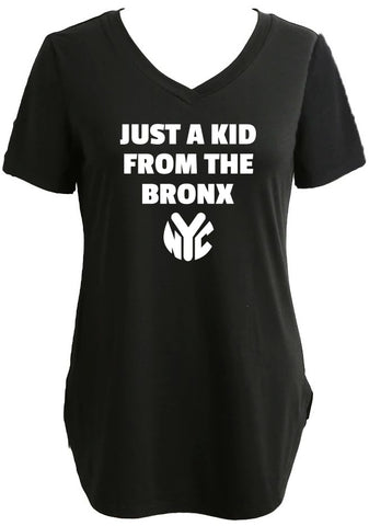 Longline Tee/Tunic With Just A Kid From The Bronx Graphic