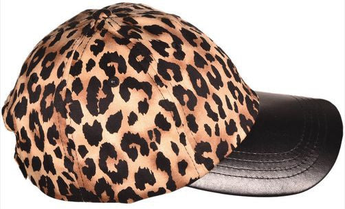 Fashion Leopard Print Leather Bill Baseball Cap