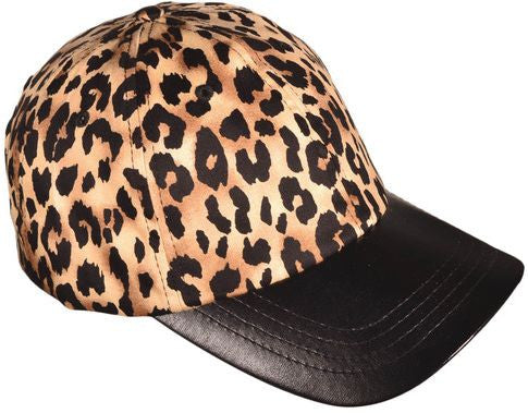 Fashion Leopard Print Leather Bill Baseball Cap
