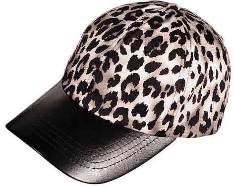 Fashion Leopard Print Leather Bill Baseball Cap