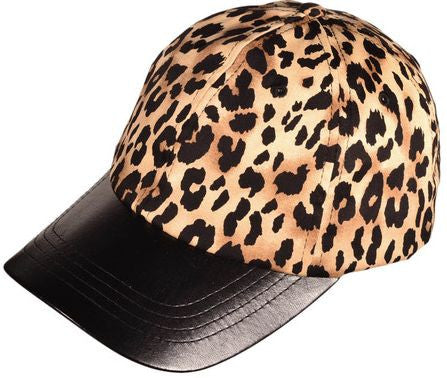 Fashion Leopard Print Leather Bill Baseball Cap