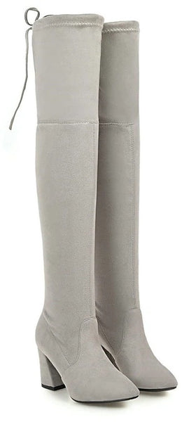 Boricua Thigh High Flock Leather Boots