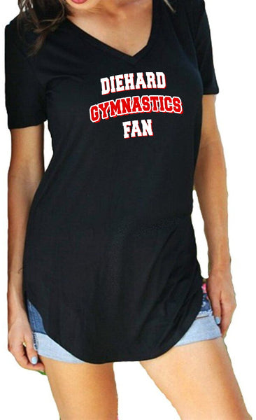Gymnastics-Themed Longline Tee/Tunic With Diehard Gymnastics Fan Graphic