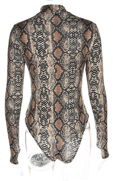 High/Turtle Neck Snake Print Bodysuit