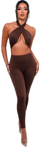 Criss-Cross Straps Halter Top Jumpsuit