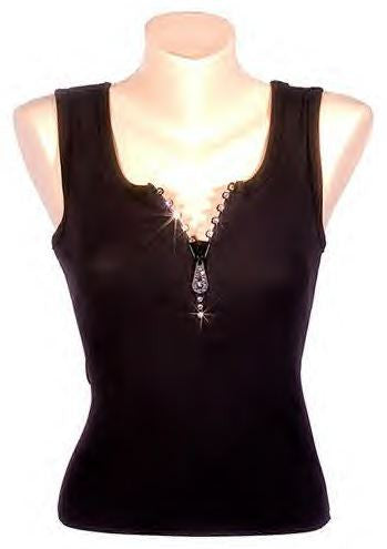 Crystalized Zipper Tank Top