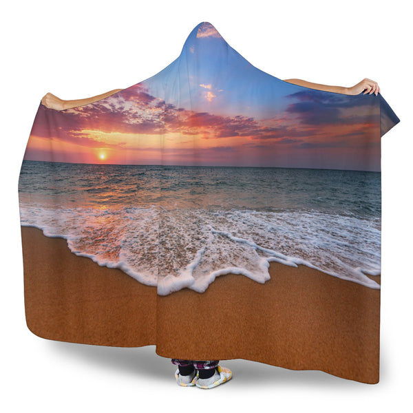 Beach Sunset Hooded Blanket